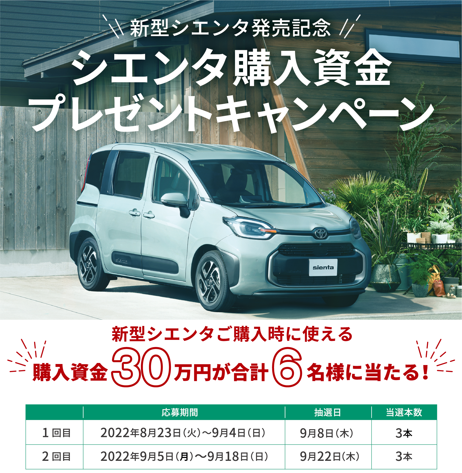 シエンタ購入資金プレゼントキャンペーン トヨタ車のことなら福岡トヨペット 公式