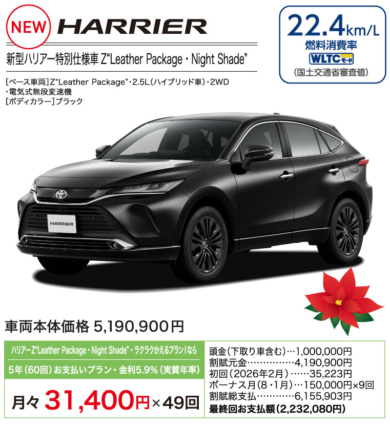 新型ハリアー特別仕様車Z Leather Package・Night Shade