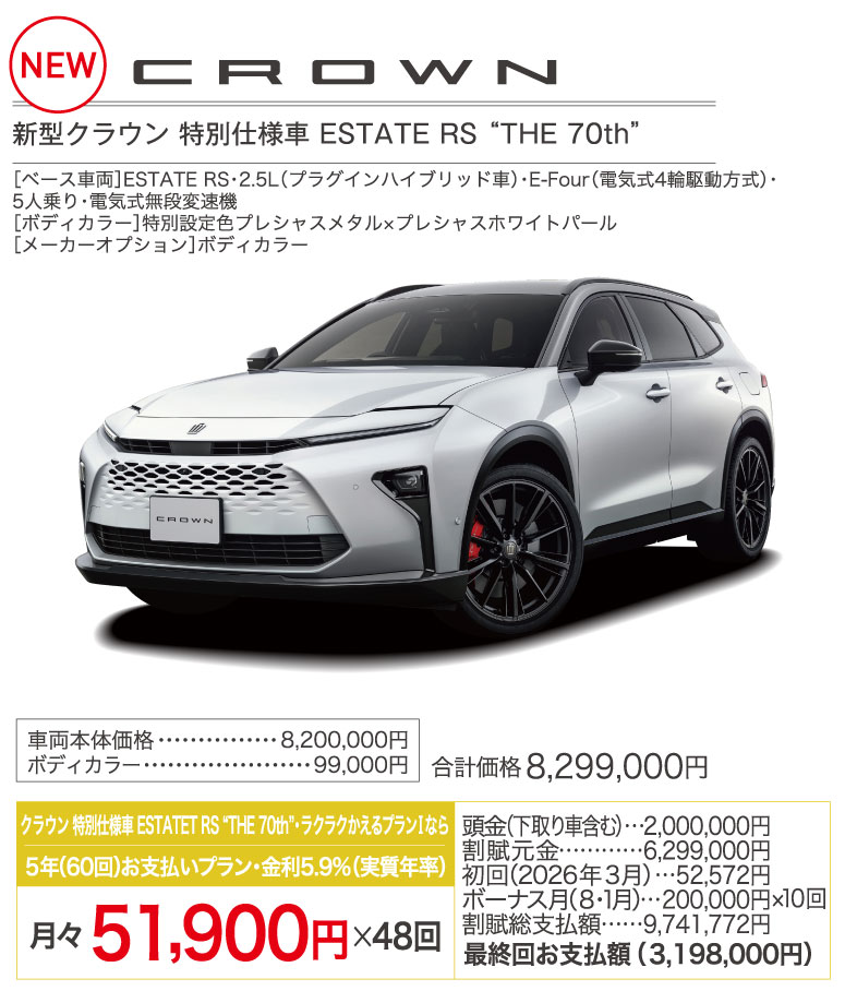 新型クラウン特別仕様車ESTATE RS THE 70th