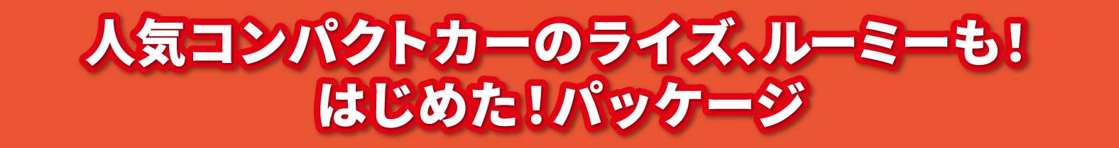 人気コンパクトカーのライズ、ルーミーも！はじめた！パッケージ
