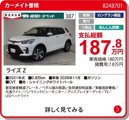 ﾗｲｽﾞ Z 187.8万円