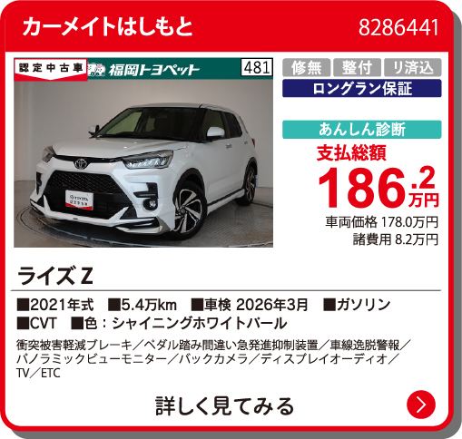 カーメイトはしもと ﾗｲｽﾞ Z 186.2万円