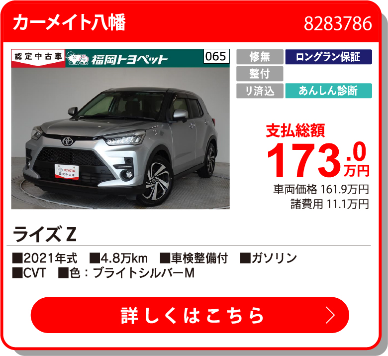  ﾗｲｽﾞ Z 173.0万円