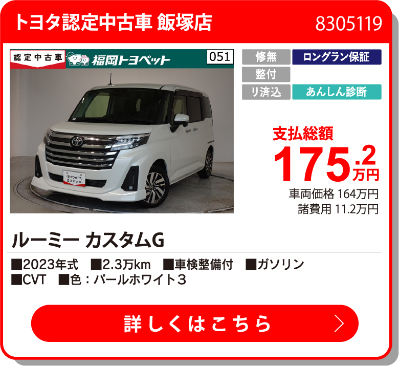 U飯塚 ﾙｰﾐｰ ｶｽﾀﾑG 175.2万円