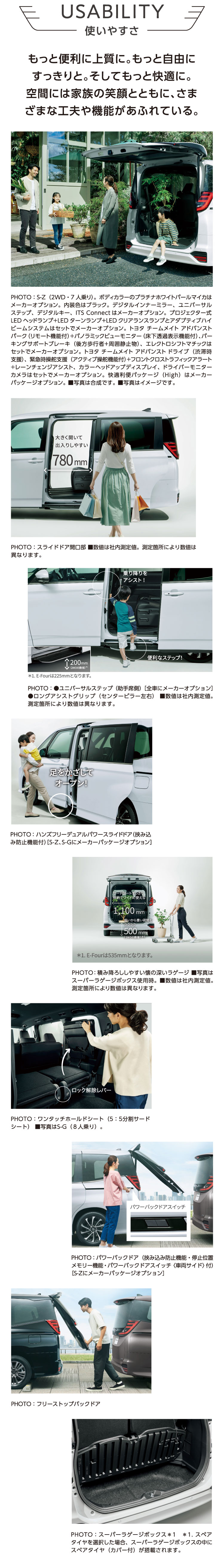 USABILITY 使いやすさ　もっと便利に上質に。もっと自由にすっきりと。そしてもっと快適に。空間には家族の笑顔とともに、さまざまな工夫や機能があふれている。