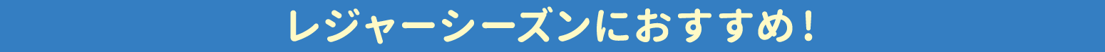 〜レジャーシーズンにおすすめ！〜